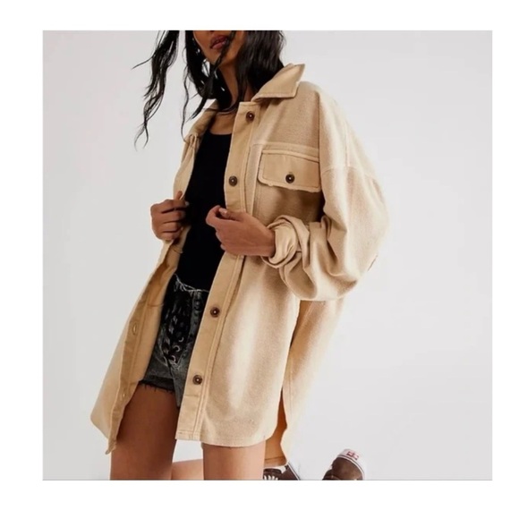 Free people oversized Ruby jacket Women's Tan Jacket size Small - Picture 1 of 10